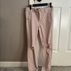 Refuge Pink Distressed Skinny Pants